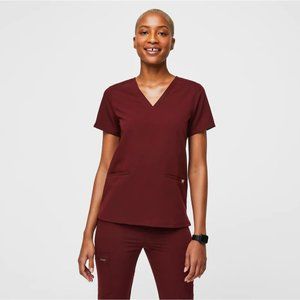 NWT Figs Casma Three Pocket Scrub Top XS Burgundy